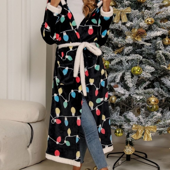 Christmas Belted Hooded Flannel Robe - Picture 4 of 4